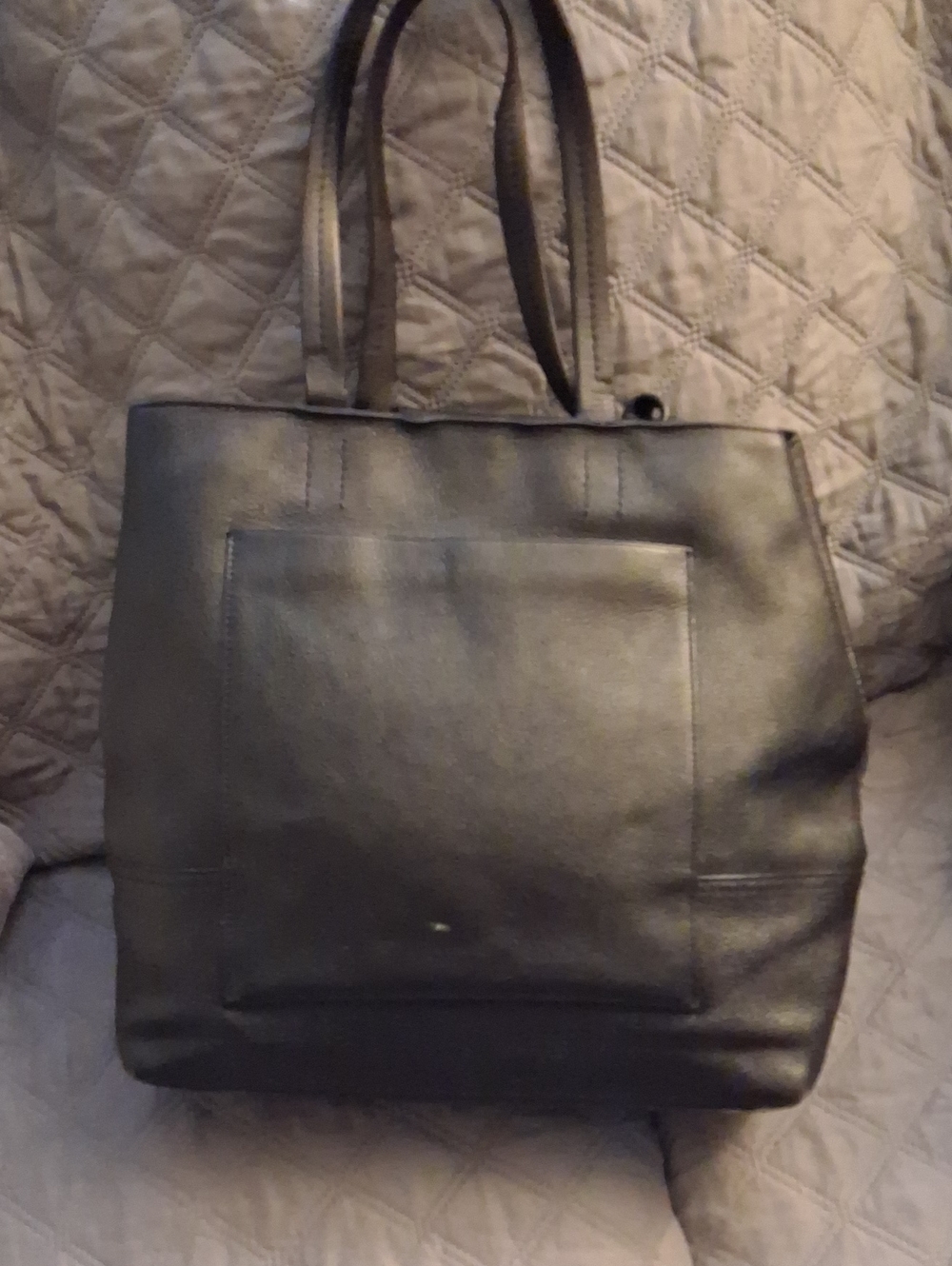 J. Crew Black Leather Laptop Tote